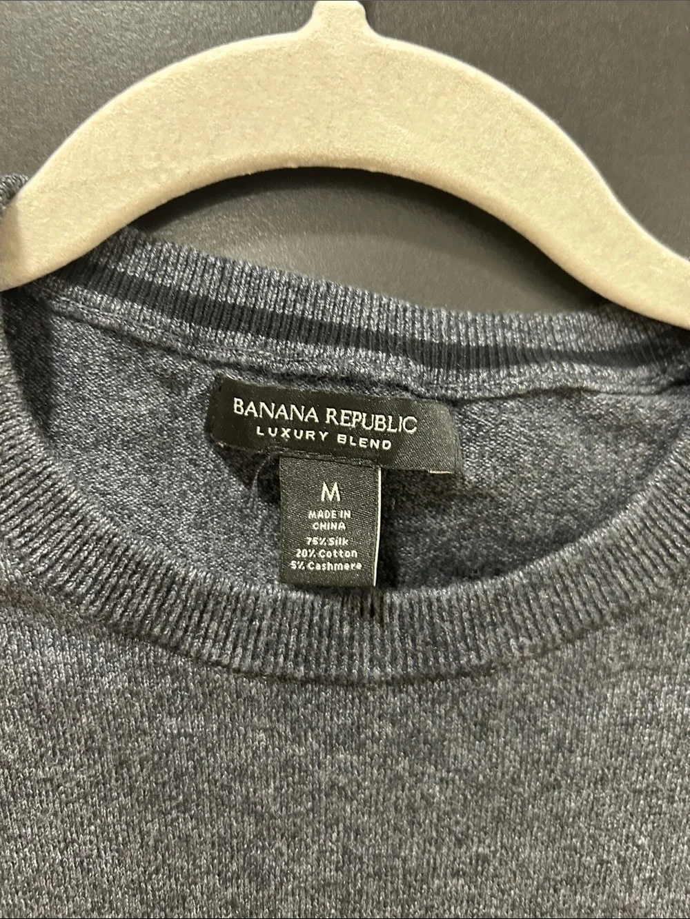 Banana Republic Gray and Black Striped Long Sleeve Crewneck